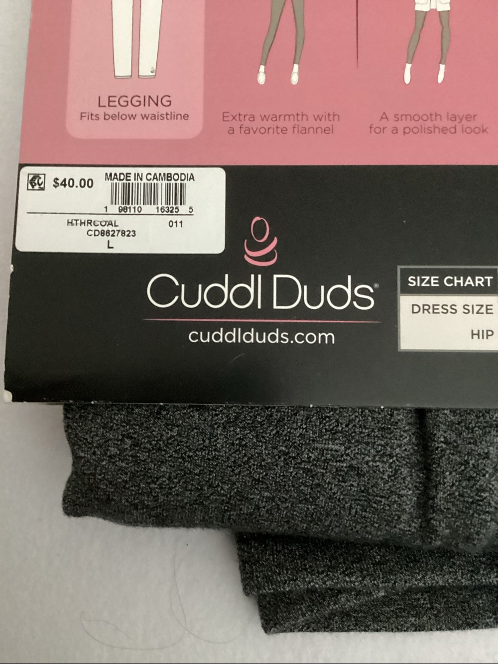 Cuddl Duds Ultra Cozy Leggings - Heather Charcoal - Picture 5 of 5